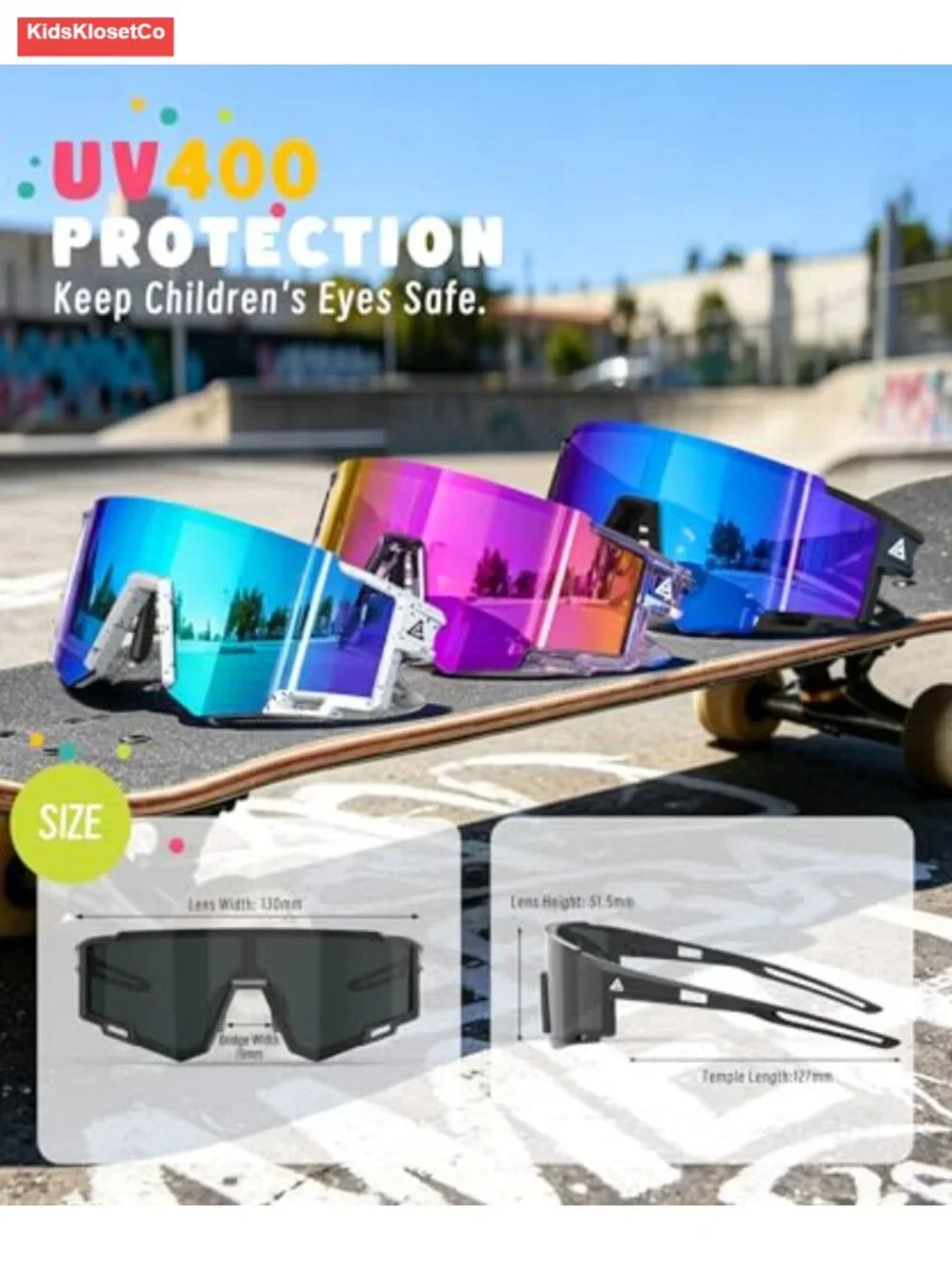 Polarized Sports Sunglasses for Kids UV400 Protection Running Cycling Ages 6-14